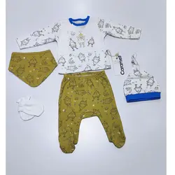 ست لباس نوزادی پنج تکه آبی فضاپیما کارامل