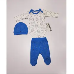 ست بادی و شلوار و کلاه کودک آبی فضاپیما کارامل