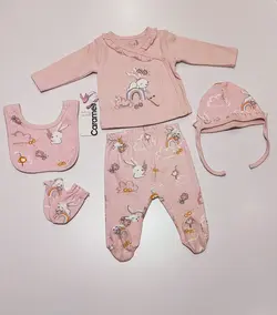 ست لباس نوزادی پنج تکه خرگوش کارامل