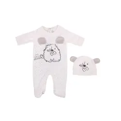 سرهمی کودک زمستانی سفید با کلاه ایندیگو