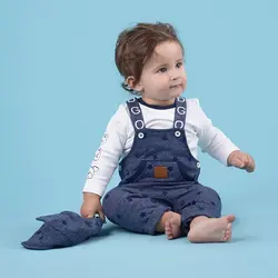 سرهمی کودک با بلوز و کلاه آبی ایندیگو