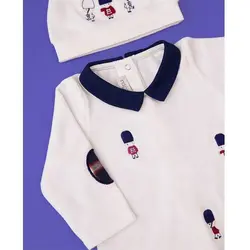 سرهمی سفید کودک زمستانی با کلاه ایندیگو