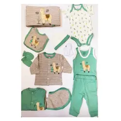 ست بیمارستانی نوزاد سبز طرح لاما 13 تکه نیلی