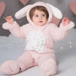 سرهمی زمستانی صورتی کودک طرح خرگوش ایندیگو