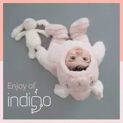 سرهمی زمستانی صورتی کودک طرح خرگوش ایندیگو