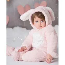 سرهمی زمستانی صورتی کودک طرح خرگوش ایندیگو