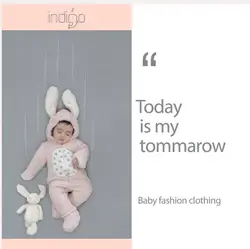 سرهمی زمستانی صورتی کودک طرح خرگوش ایندیگو