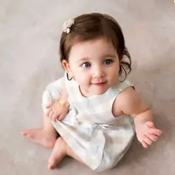 سارافون کودک دخترانه رکابی چهارخونه پاپیون دار ایندیگو