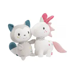 عروسک پولیشی یونیکورن سفید صورتی بیبی فن