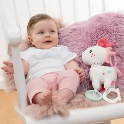 عروسک پولیشی آویز یونیکورن صورتی سفید بیبی فن