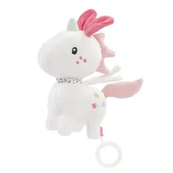 عروسک موزیکال یونیکورن سفید صورتی بیبی فن