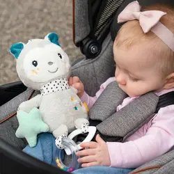 عروسک پولیشی آویز گربه طوسی آبی بیبی فن