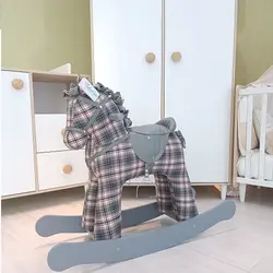 راکر اسب چوبی بزرگ طوسی صورتی BEBEREO