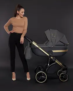 ست کالسکه طوسی طلایی 4 تکه آدامکس مدل CORTINA SE 462