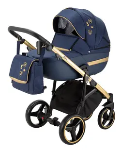 ست کالسکه سرمه ای طلایی 4 تکه آدامکس مدل CORTINA SE 474