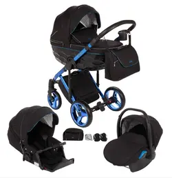 ست کالسکه مشکی آبی 4 تکه آدامکس مدل CHANTAL SE 10