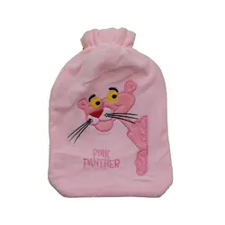 کیسه آب گرم کودک با روکش نرم صورتی پلنگ صورتی