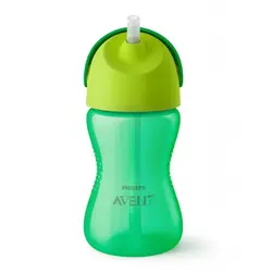 لیوان آبمیوه خوری نی دار ضد ریزش سبز 300 میل فیلیپس اونت Philips Avent