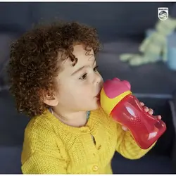 لیوان آبمیوه خوری نی دار ضد ریزش صورتی 300 میل فیلیپس اونت Philips Avent