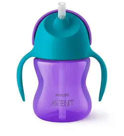 لیوان آبمیوه خوری نی دار ضد ریزش بنفش 200 میل فیلیپس اونت Philips Avent