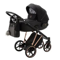 ست کالسکه مشکی رزگلد 4 تکه آدامکس مدل PORTO