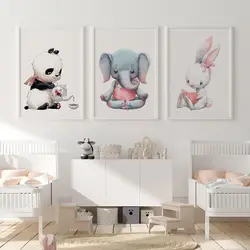 تابلو کودک هپی لند طرح خرگوش و فیل و پاندا کد T112205