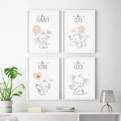 تابلو اتاق کودک هپی لند طرح فیل های چهارقلو کد T112529