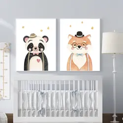 تابلو اتاق کودک هپی لند مدل روباه و پاندا