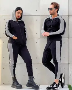ست زن و مرد کد013 هودی و شلوار طرحدار