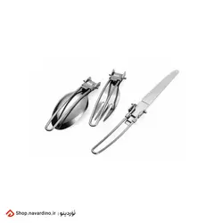 ست 3 تکه قاشق چنگال و کارد استیل تاشو + کیف حمل - نَوَردینو مارکت