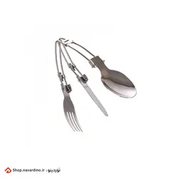 ست 3 تکه قاشق چنگال و کارد استیل تاشو + کیف حمل - نَوَردینو مارکت