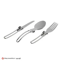 ست 3 تکه قاشق چنگال و کارد استیل تاشو + کیف حمل - نَوَردینو مارکت
