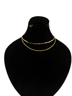 پابند استیل 316 طرح ریسمانی و حلقه ای دو لاین طلایی رنگ