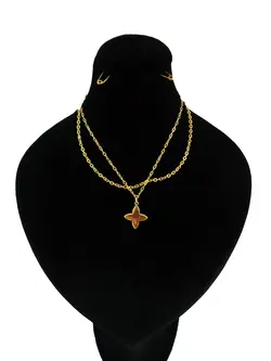 پابند استیل 316 طرح ستاره دو لاین طلایی رنگ