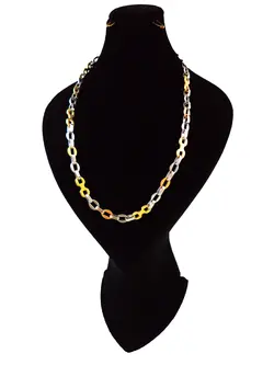 زنجیر استیل 316 حلقه ای درشت دو رنگ طلایی و نقره ای سایز 52