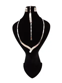 سرویس استیل 316 طرح Y نگین دار موج دار نقره ای رنگ