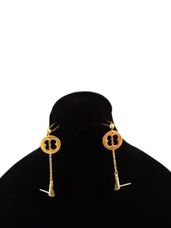 گوشواره دو سوراخ استیل 316 طرح پا و ستاره طلایی رنگ