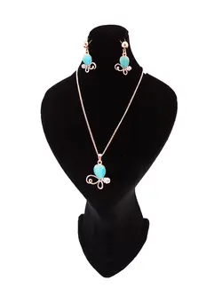 نیم ست برند کلیو آبی رزگلد با کریستال های سواروفسکی swarovski