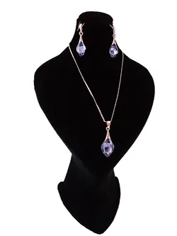 نیم ست برند کلیو طرح اشک بنفش رنگ با کریستال های سواروفسکی swarovski
