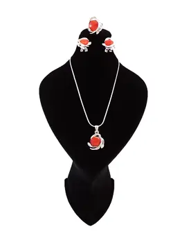 نیم ست برند کلیو طرح گرد عقیق (قهوه ای) همراه با انگشتر با کریستال های سواروفسکی swarovski