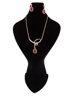نیم ست برند کلیو طرح یاقوت سرخ (سرخ) نگین دار با کریستال های سواروفسکی swarovski