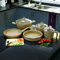 ست 8 تکه ظروف آشپزی رویالفورد Chef Choice با روکش گرانیت - RF11305 شامل قابلمه، قابلمه شیر، ماهی تابه و بدنه آلومینیومی فر مدل RF11305