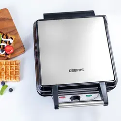 وافل ساز برقی Geepas GWM5417 1100W- 4 تکه نچسب وافل ساز برقی بلژیکی با قابلیت تنظیم دما