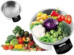 ترازوی آشپزخانه دیجیتال Geepas - صفحه نمایش ال سی دی ترازو غذای آشپزخانه با نور پس زمینه و ترازو وزن چند منظوره با کاسه استیل ضد زنگ قابل جابجایی، 11 پوند/5 کیلوگرم