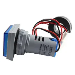 ولتمتر و آمپرمتر چراغ سیگنالی AC500V-100A آبی مربعی مدل AD16-22FVA
