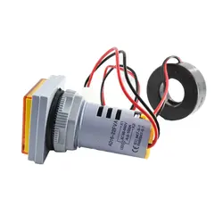 ولتمتر و آمپرمتر چراغ سیگنالی AC500V-100A زرد مربعی مدل AD16-22FVA