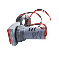 ولتمتر و آمپرمتر چراغ سیگنالی AC500V-100A قرمز  مربعی مدل AD16-22FVA
