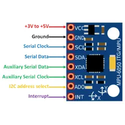 ماژول ژیروسکوپ و شتاب سنج سه محوره GY-521 مدل MPU6050