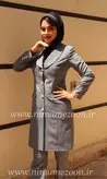 مانتو شلوار اداری یقه ارشال طوسی روشن جنس پرشیا کد ۱۱۳