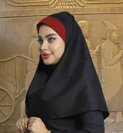 مقنعه تل دار نقاب زرشکی  کد 16